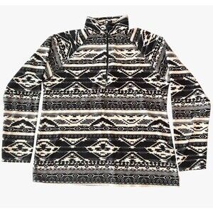 Eddie Bauer Women's Tribal Aztec Print 1/4 Zip Fleece Pullover Top Outdoor Large